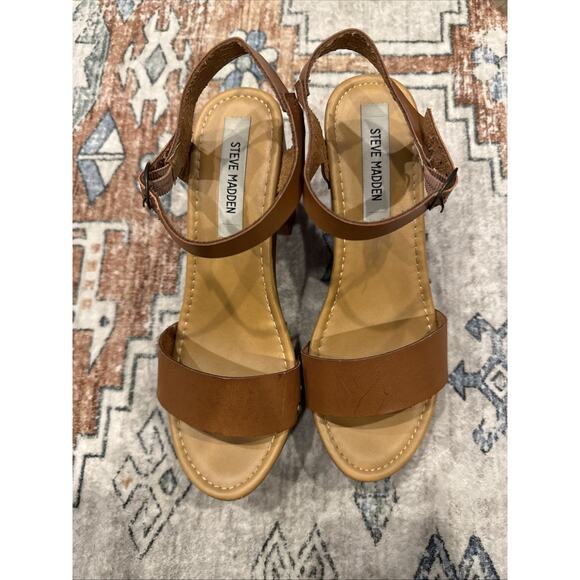 Steve Madden Luna Wooden Clog Ankle Strap Platform Y2K Heeled Sandals Size 8 - Picture 2 of 9